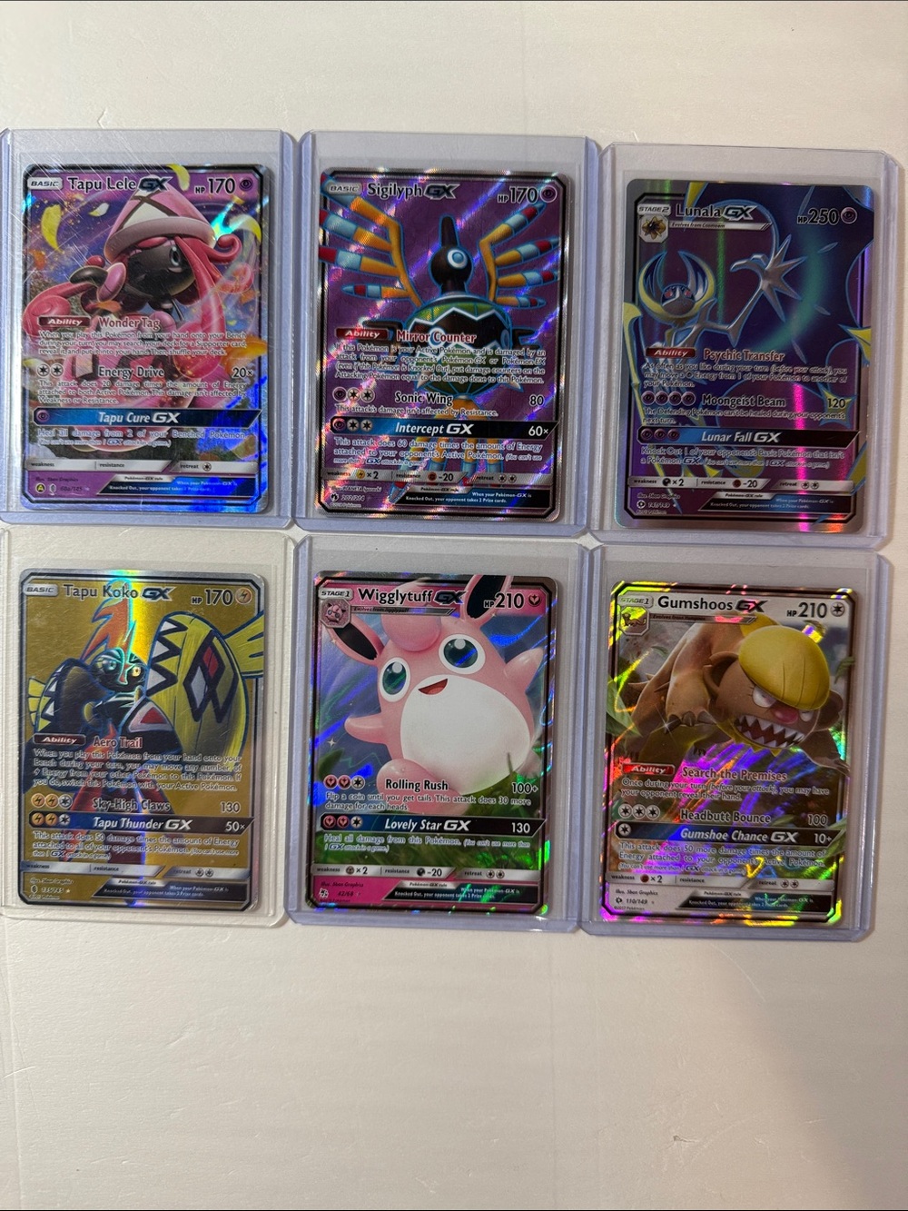 Pokemon GX Holo Card Collection - Pink, Purple, Gold, Black